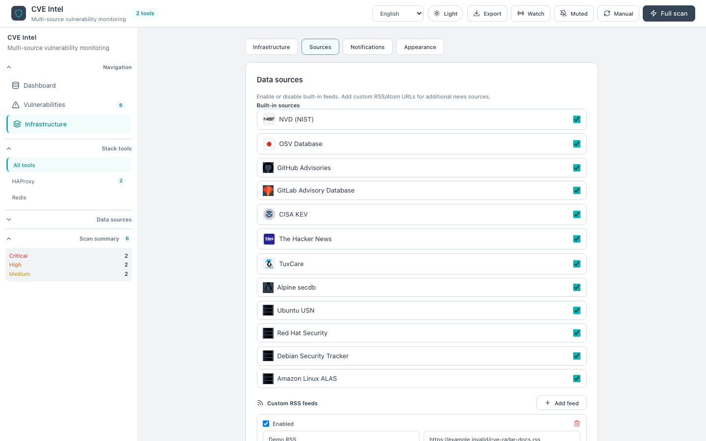 Sources — English