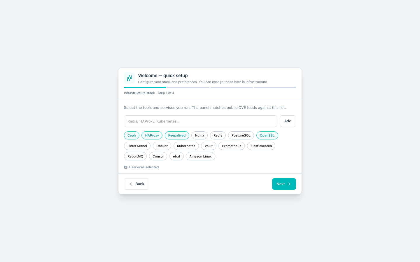 Setup wizard — English